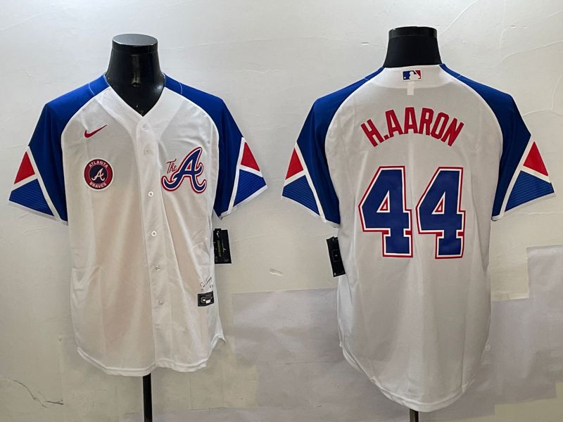 Men Atlanta Braves #44 H.Aaron White City Edition 2025 Nike MLB Jersey style 9
